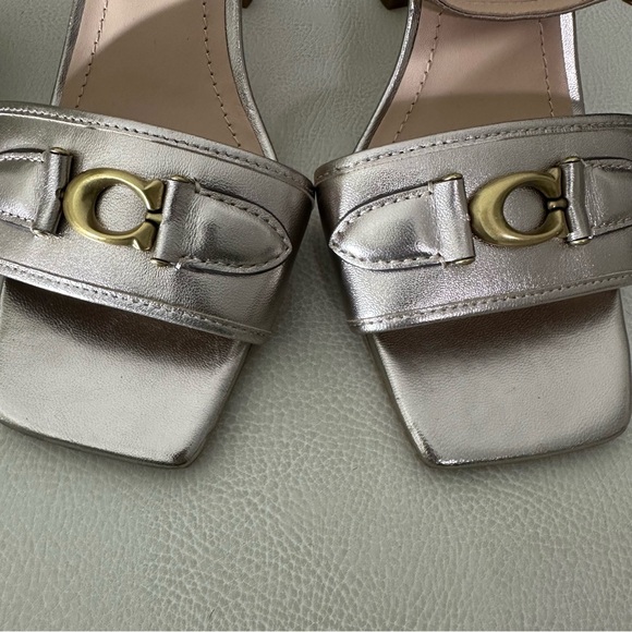 COACH Kyra Metallic Leather Sandal - Picture 9 of 16